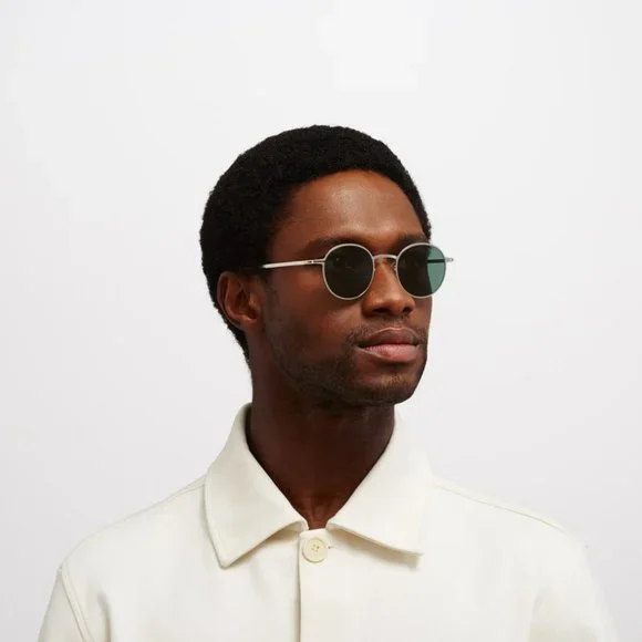 MYKITA Sunglasses - NIS in Shiny Silver w/ Darkgreen Solid Lenses